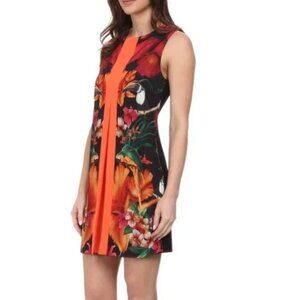Ted Baker London Orange Toucan Tropical‎ Print Dress Small Medium